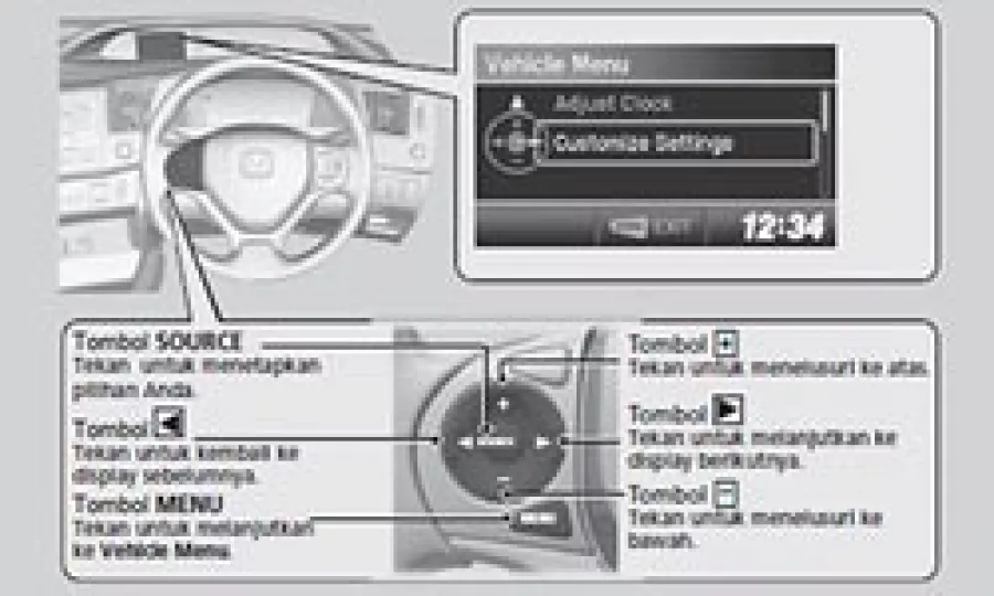 Pengaturan kunci dan lampu depan melalui i-MID